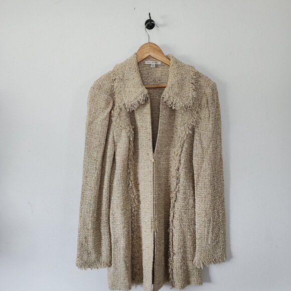 St John Marie Tan Brown Santana Knit Zip Tunic Blazer 12 - Picture 4 of 16